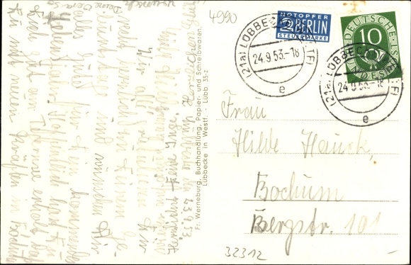 Postcard Lübbecke in East Westphalia, view from Burgmannshof