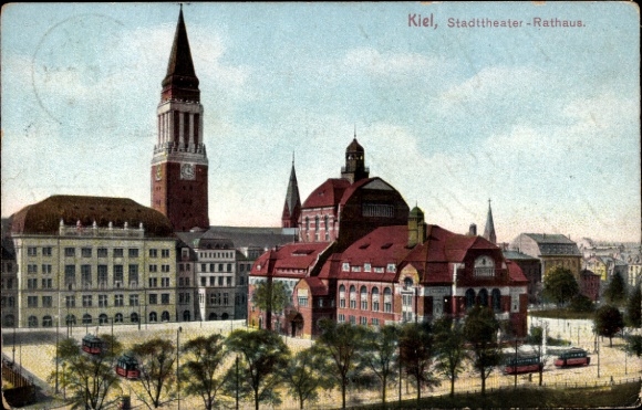Ak Kiel, Stadttheater, Rathaus