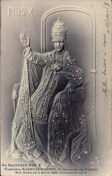 Relief Postcard Pope Pius X, Cardinal Giuseppe Sarto and Patriarch of Venice