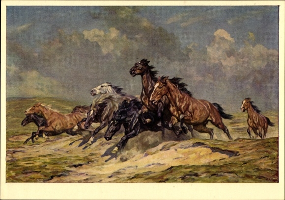 Artist PC Roloff Alfred, fleeing horses, HDK 153