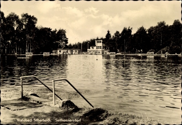 Postcard Seifhennersdorf in Upper Lusatia, Saxony, Waldbad Silberteich, quiet water area, surrounded...