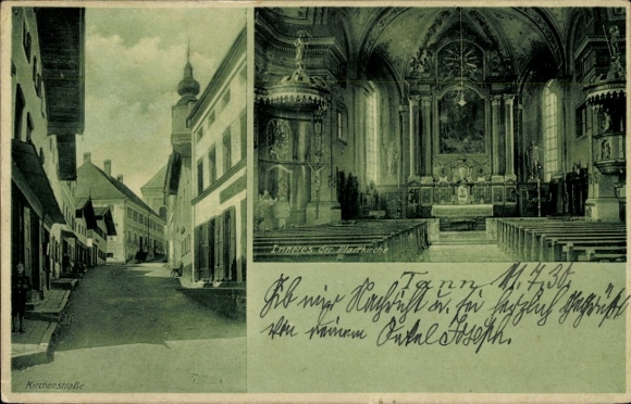 Postcard Tann in Niederbayern, Kirchenstraße, interior of the parish church