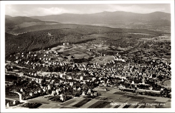Postcard Hofheim im Taunus Hessen, aerial view of Hofheim, Taunus, landscape, houses, trees