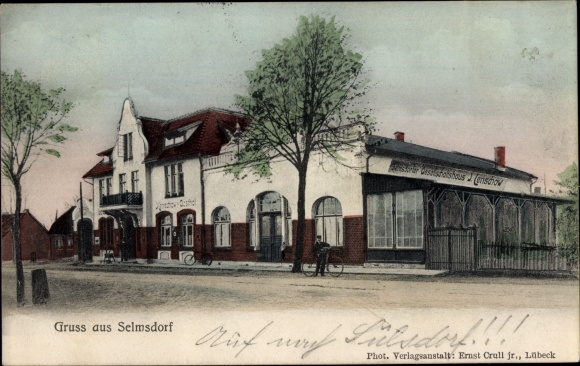 Postcard Selmsdorf in Mecklenburg, inn, society house J. Lenschow