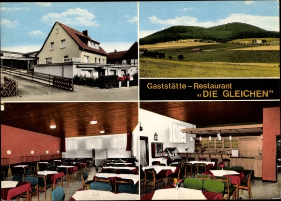 Ak Gelliehausen idem in Nedersaksen, Gasthof Idem, uitzicht op de bergen