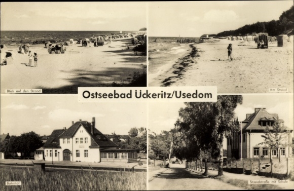 PC Ückeritz Usedom on the Baltic Sea, beach, train station, track side, beach road, school