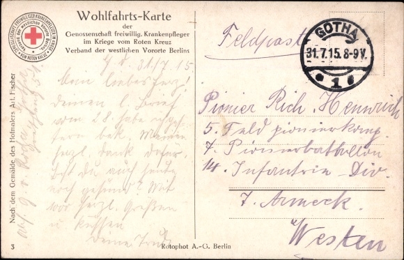 Artist PC Fischer, The people&#39;s thanks are certain, Empress Auguste Viktoria visits a war veteran
