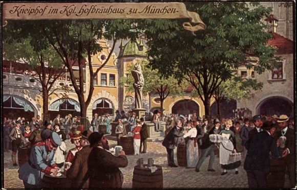 Kunstenaarskaart Quidenus, F., München Beieren, Kneiphof im Kgl. Hofbrauhaus