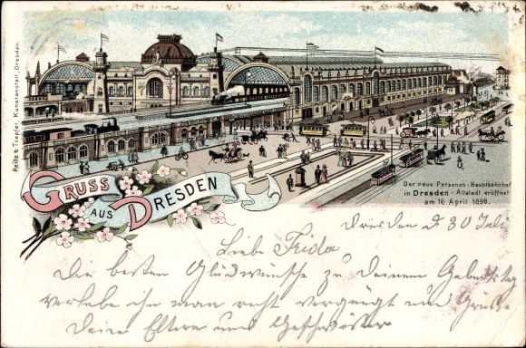 Chromo-Litho Dresden Old Franconia, main station