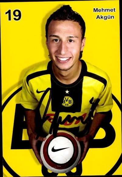 Autograph card footballer Mehmet Akgün, BVB 09, Borrussia Dortmund, autograph