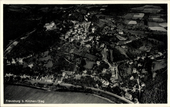 Postcard Freusburg Kirchen an der Sieg, aerial photograph
