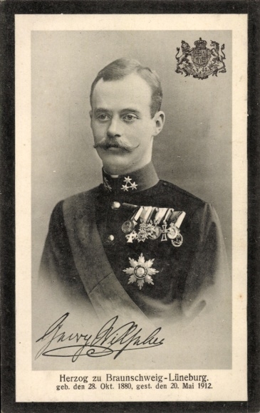 Passepartout Postcard Prince Georg Wilhelm of Hanover, Duke of Brunswick, mourning card 1912