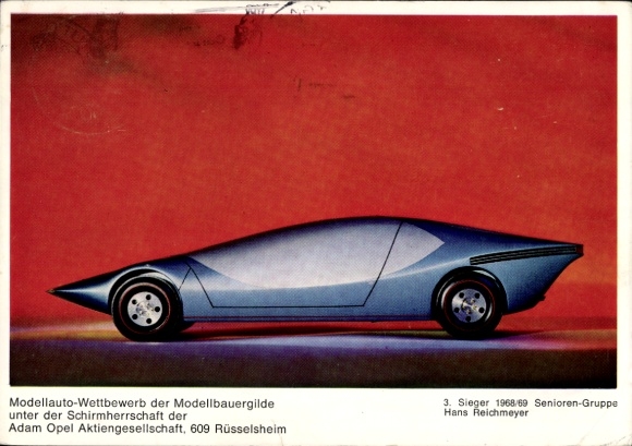 Postcard Rüsselsheim am Main Hessen, model car competition of the model builders' guild, 3rd place 1968/69 S...