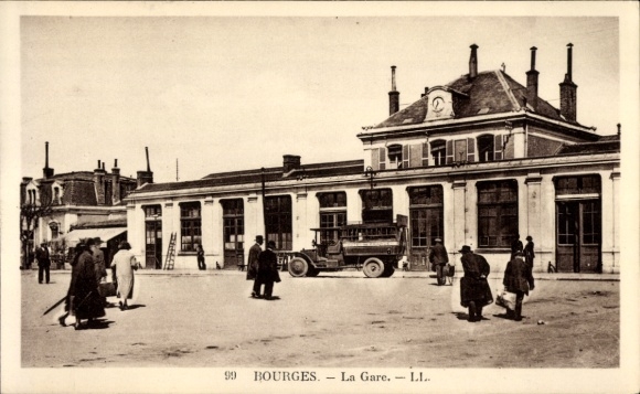 Postcard Bourges-Cher, Gare