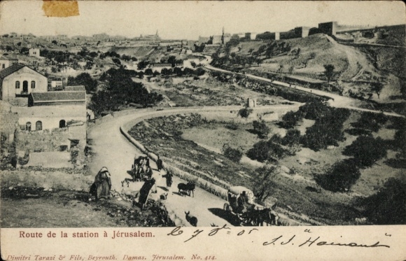 Postcard Jerusalem Israel, Route de la Station