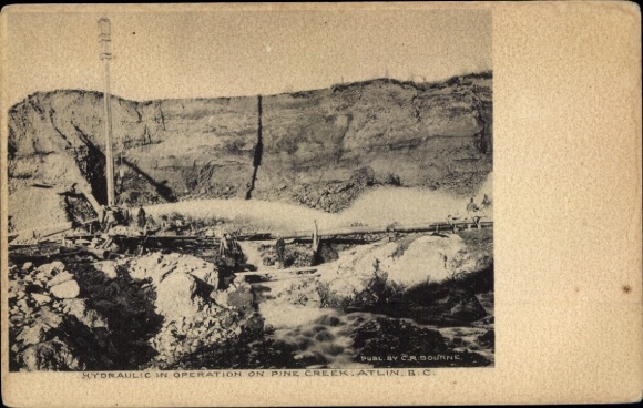 Ak Atlin British Columbia, Hydraulic mining at Pine Creek