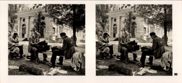 Stereo image photo "The Fight in the West" No. 98, foreign press in Compiegne