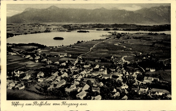 Ak Uffing am Staffelsee Oberbayern, Fliegeraufnahme