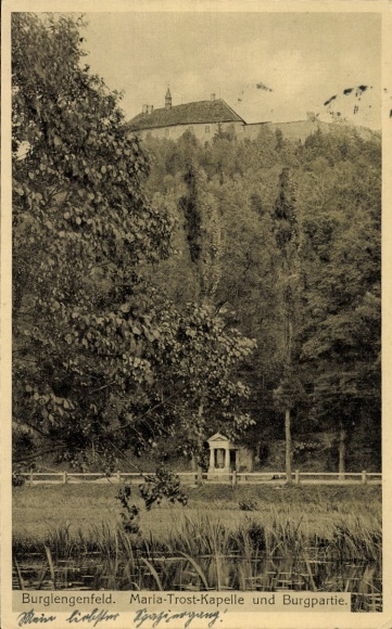 Postcard Burglengenfeld an der Naab, Upper Palatinate, view of the Maria-Trost Chapel, castle area, landscape...
