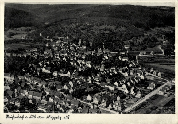 Postcard Reichenbach an der Fils Württemberg, aerial photograph