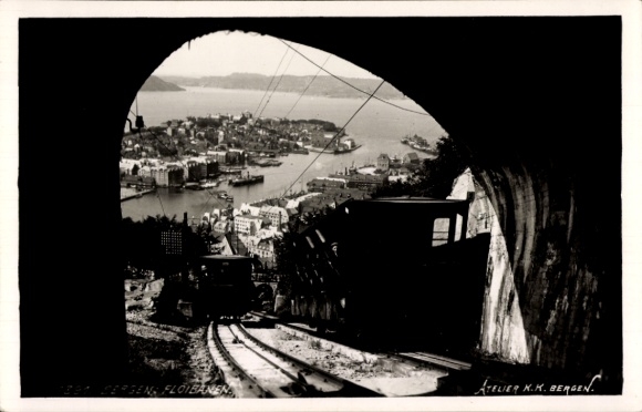 Postcard Bergen Norway, funicular