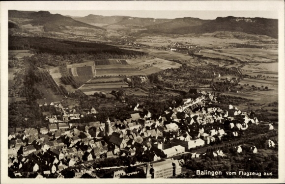Postcard Balingen in Württemberg, aerial view of houses, landscape, aircraft photo
