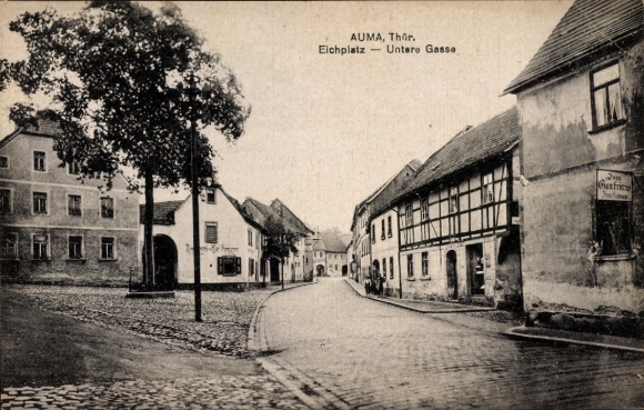 Ak Auma in Thüringen,  Elchplatz, Untere Gasse,  Architektur, Straßenansicht