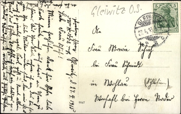 Photo Postcard Gliwice Gleiwitz Upper Silesia, boy with schoolbag, sailor cap, 1st day of school 1915