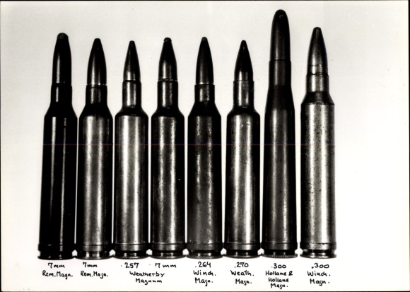 Photo Munition, Patronen .257 Weatherby, .264 Winchester Magnum, 7mm Remington Magnum, .300 H&H Magn.