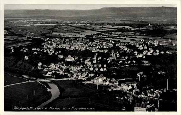 Ak Kirchentellinsfurt in Baden Württemberg, Luftaufnahme