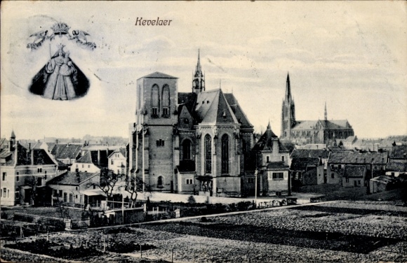 Postcard Kevelaer on the Lower Rhine, church, landscape, building, nstil, illustration
