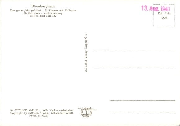 Postcard Wackersberg in Upper Bavaria, Blomberghaus, aerial photograph