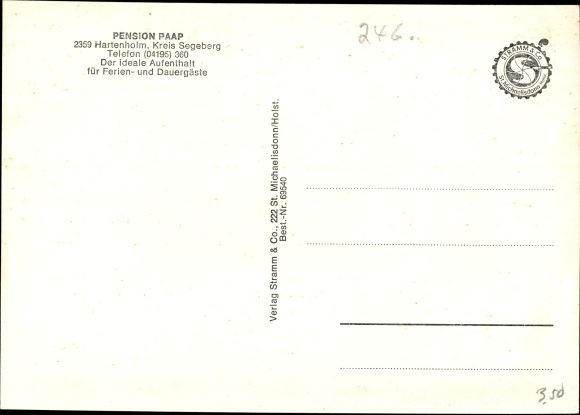 Postcard Hartenholm Schleswig Holstein, Pension Paap, inside and outside