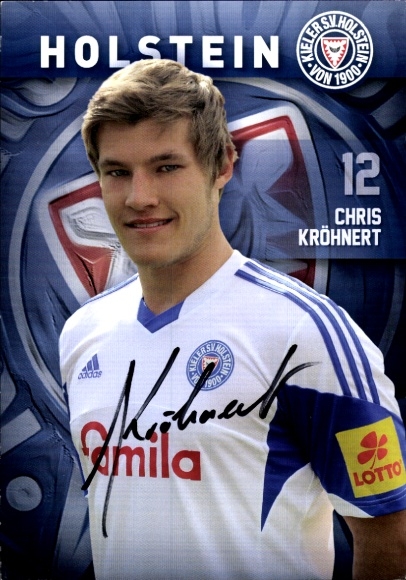 Karta z autografem piłkarza Chrisa Kröhnerta, Holstein Kiel, autograf