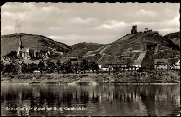 Postcard Klotten on the Moselle, Panorama, Coraidelstein Castle