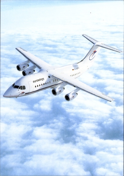 Postcard passenger aircraft Eurowings, British Aerospace BAe 146 200, D ACFA