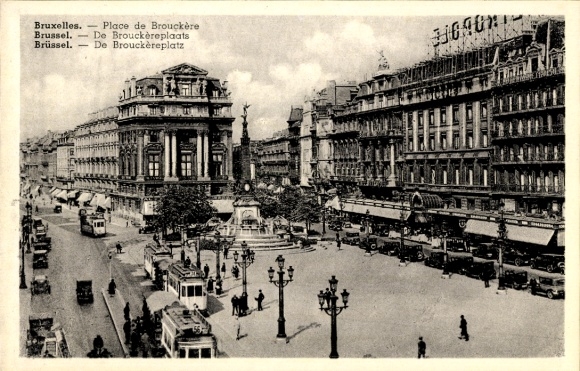 Postcard Brussels Brussels, Place de Brouckère, tram