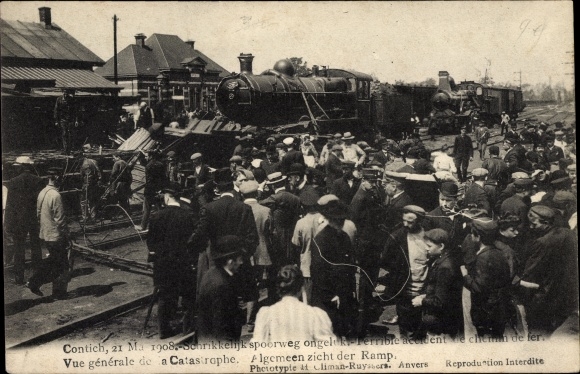 PC Contich Kontich Flanders Antwerp, train crash, May 21, 1908