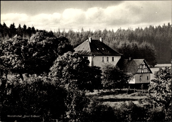 Postcard Stahlhofen near Westerburg in the Westerwald, Hotel Drei Eichen, Wald, Harschbacher Feld