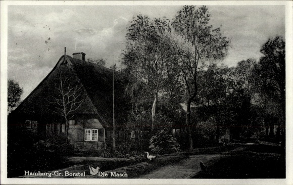 Postcard Hamburg Groß Borstel, The Masch