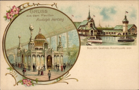 Litografia Berlin, Wystawa Handlowa w Berlinie 1896, Wystawa Światowa, Pawilon Rudolfa Hertzoga