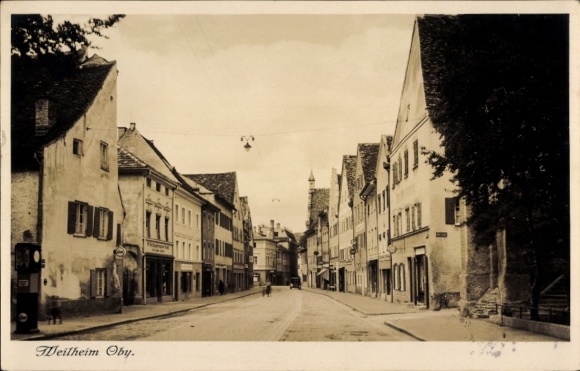 Postcard Weilheim Upper Bavaria, street view