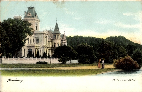 Postcard Hamburg Nord Eppendorf, Villa, on the Alster