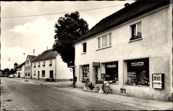 Postcard Mönchsroth in Middle Franconia, main street, shop