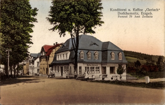 Postcard Dorfchemnitz Zwönitz in the Ore Mountains, Confectionery 'Gerlach'