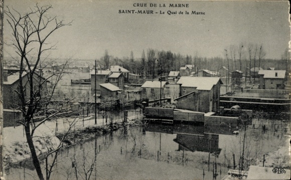 Ak Saint Maur Val de Marne, Crue de la Marne, Le Quai de la Marne