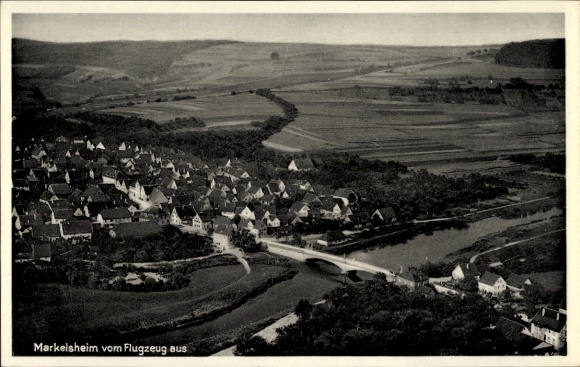 Postcard Markelsheim Bad Mergentheim in Tauberfranken, aerial photograph