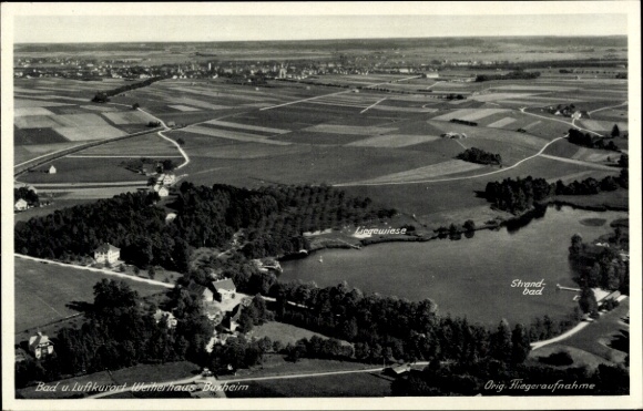 Ak Buxheim in Schwaben, Luftaufnahme von  Bad u. Luftkurort, Liegewiese, Strandbad
