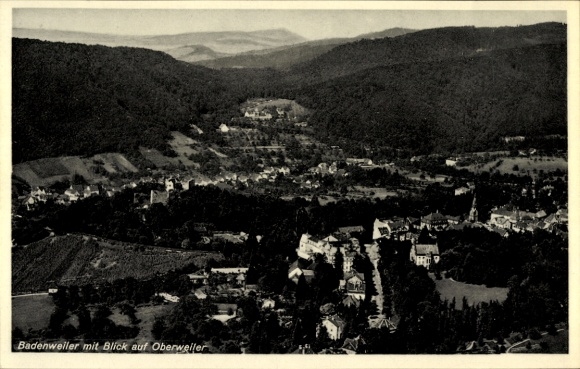 Postcard Badenweiler in the Black Forest, aerial photograph, Oberweiler