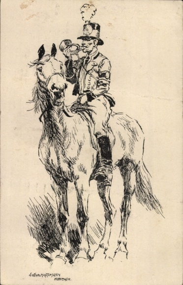 Künstler Ak Hoffmann, Anton, Postillon auf seinem Pferd, 22 Tagung Philatelistenvereine Juli 1924